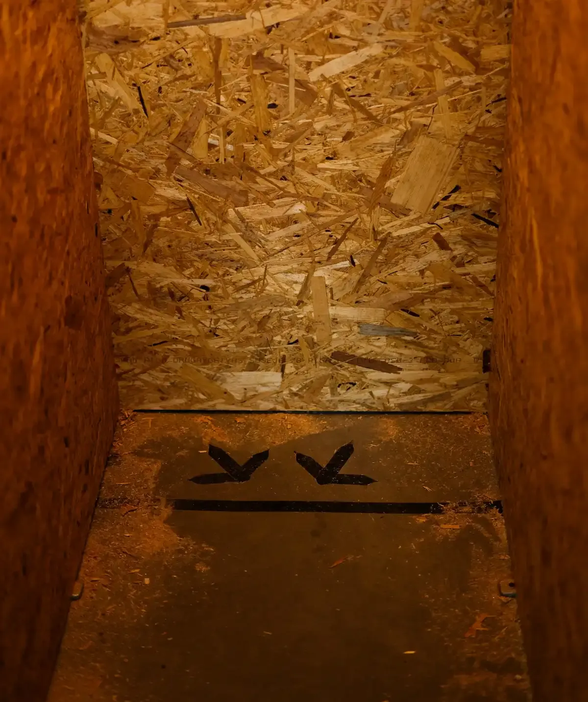 Chicken footsteps on the floor.